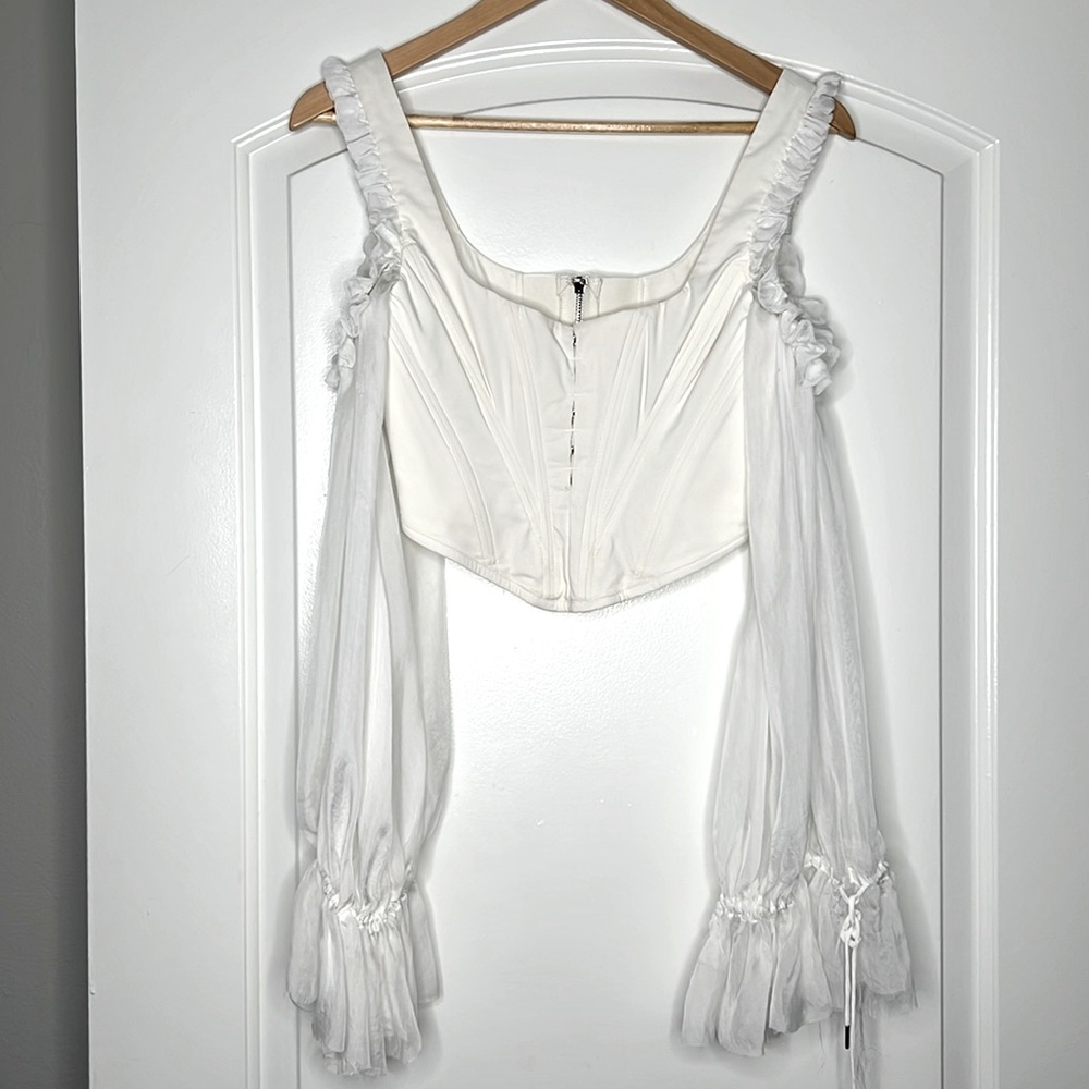 White, House of CB, corset crop! SIZE SMALL